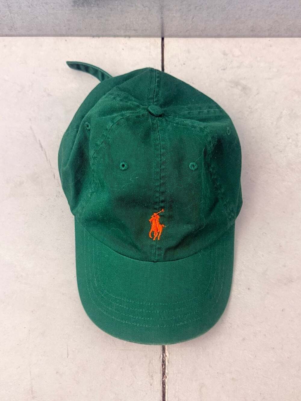 Polo Ralph Lauren Baseball Cap Hat Forest Green Orange Pony Strapback